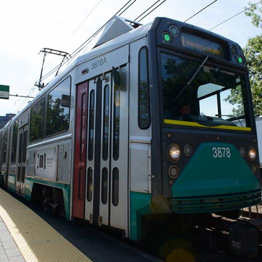 The Green Line train in Boston