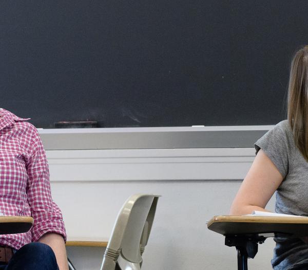 Two students in a history class