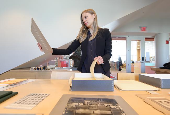 Student working in the archives