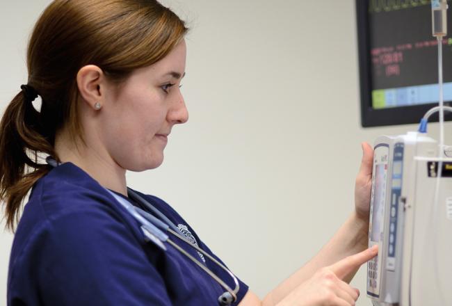 Nursing student in a patient room