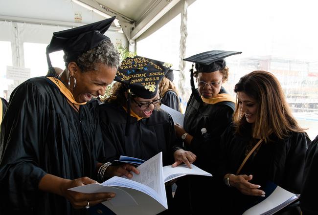 Graduate students at commencement