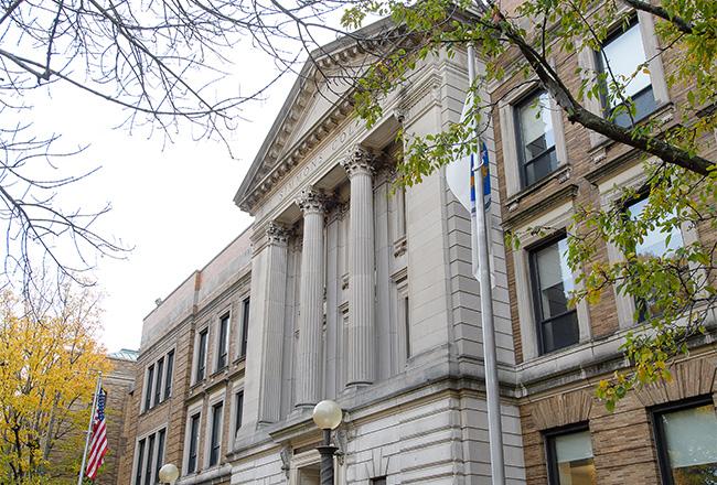 The front of the Main College Building