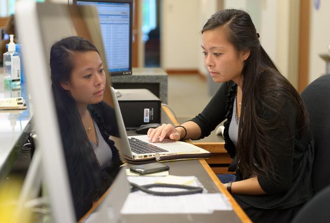 Student sitting at a computer