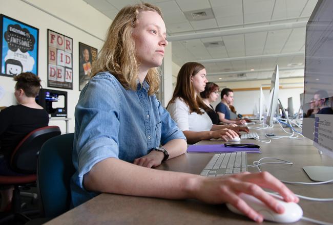 Student working at a computer