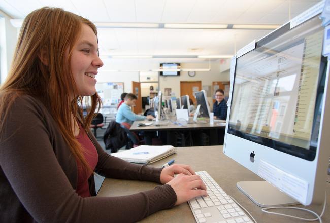 Student working at a computer