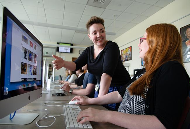 Students working at a computer