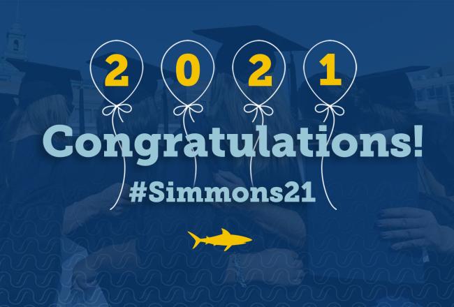 Banner that reads Congratulations! #Simmons21