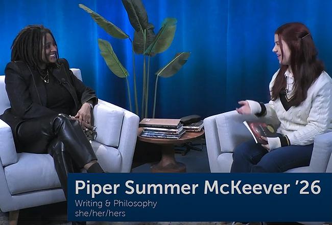 Piper S. McKeever talking with Tracy K. Smith