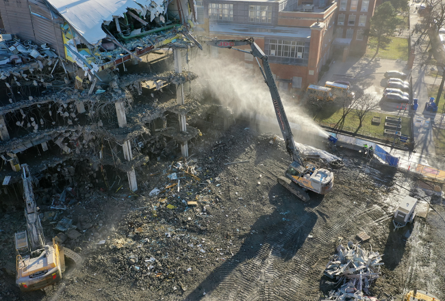 The Park Science Building demolition site on December 15, 2015
