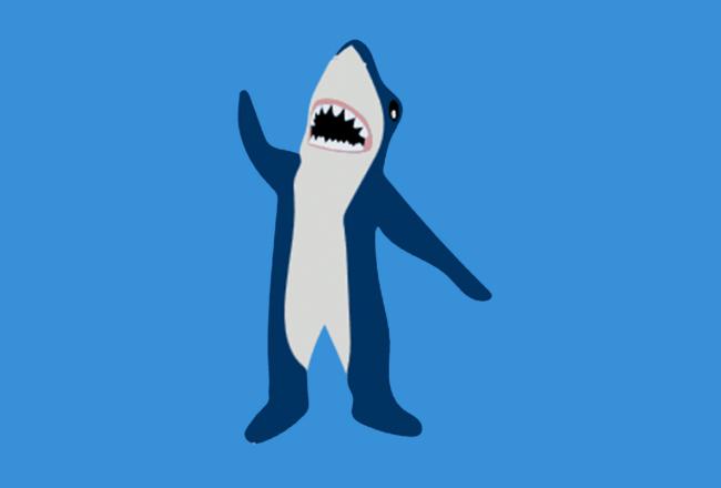 A graphic depiction of the Simmons University mascot Stormy the Shark