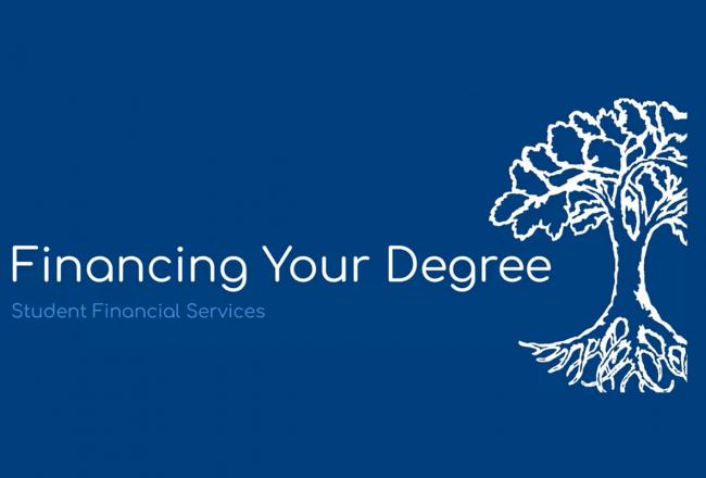 A title card for the video: Financing Your Degree 