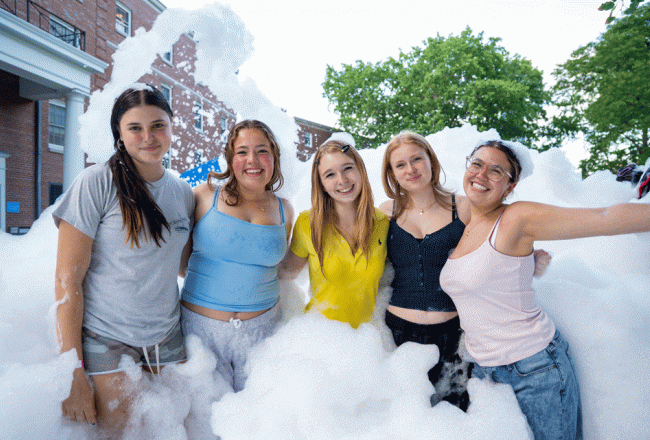 New students enjoying the bbq and foam party during move-in.