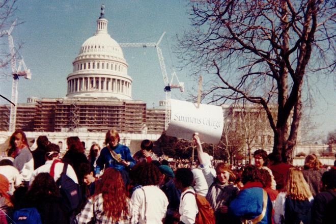 Simmons students march for women's lives, Washington D.C., March 9, 1986, courtesy of Simmons University Archives