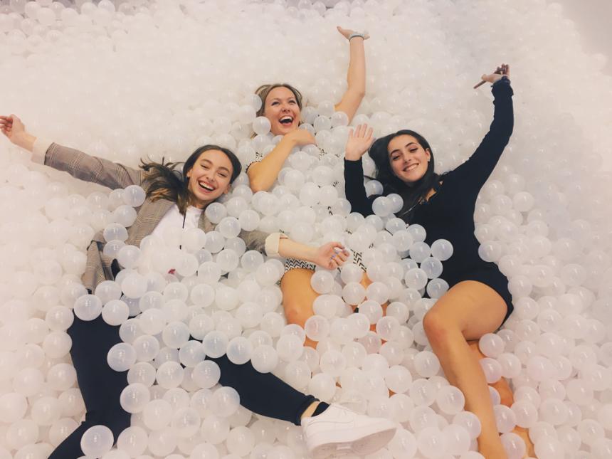 Lauren Kaye at INBOUND in a ball pit with friends