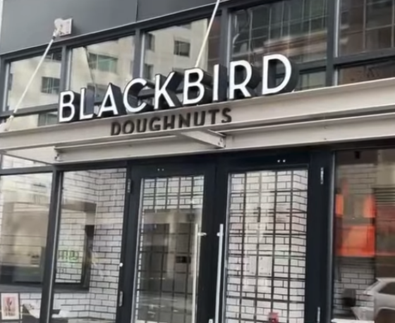 The front door of Blackbird Doughnuts in Boston