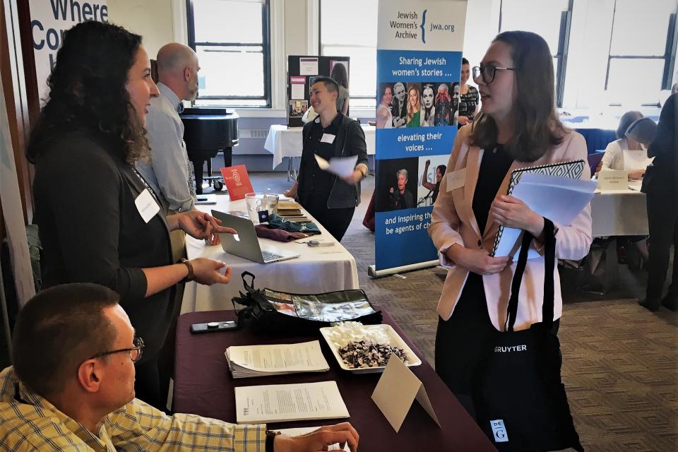 Students at a career education event