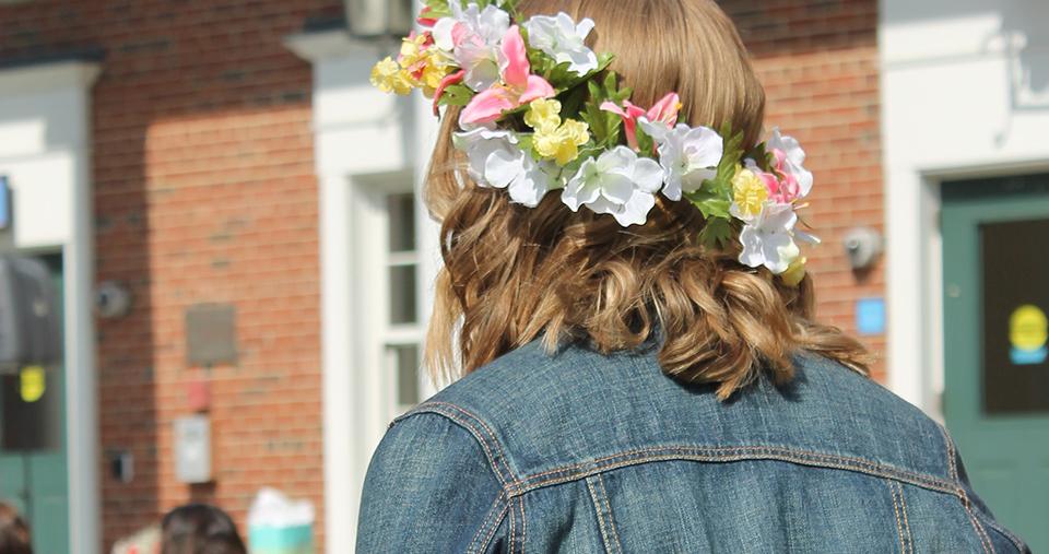 Student in a flower crown