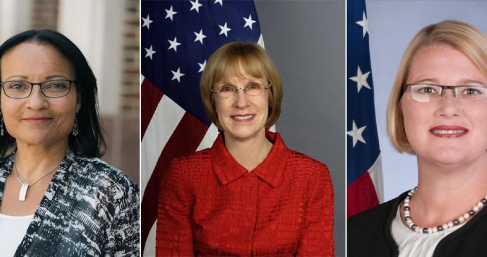 Photo of Dr. Tina Dooley-Jones, Ambassador Jeanine Jackson, and Dr. Melanie Zimmerman