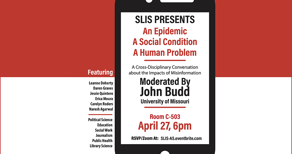 Poster showing a smartphone with text information about this event