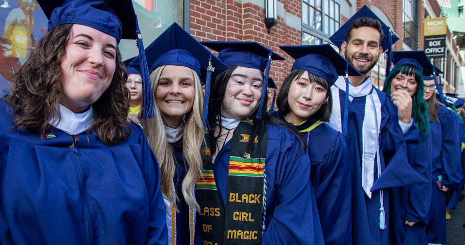 A group of students lined up for Commencement 2024
