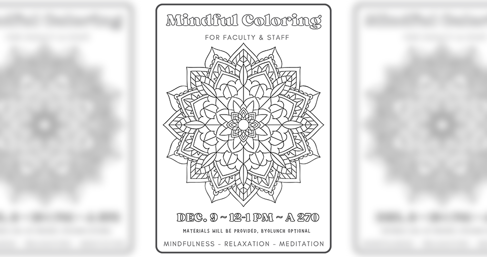  Mindful Coloring Flyer showing b/w coloring book page