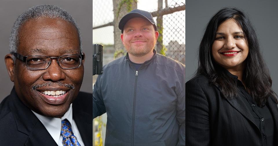 Photos of Harold Cox, Brendan Little, and Sumbul Siddiqui