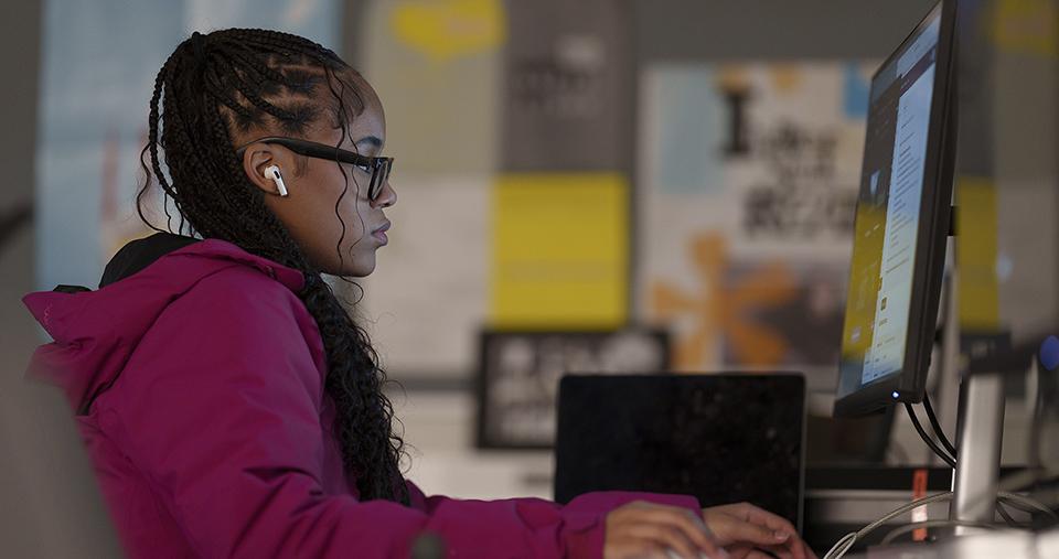 Student using computer
