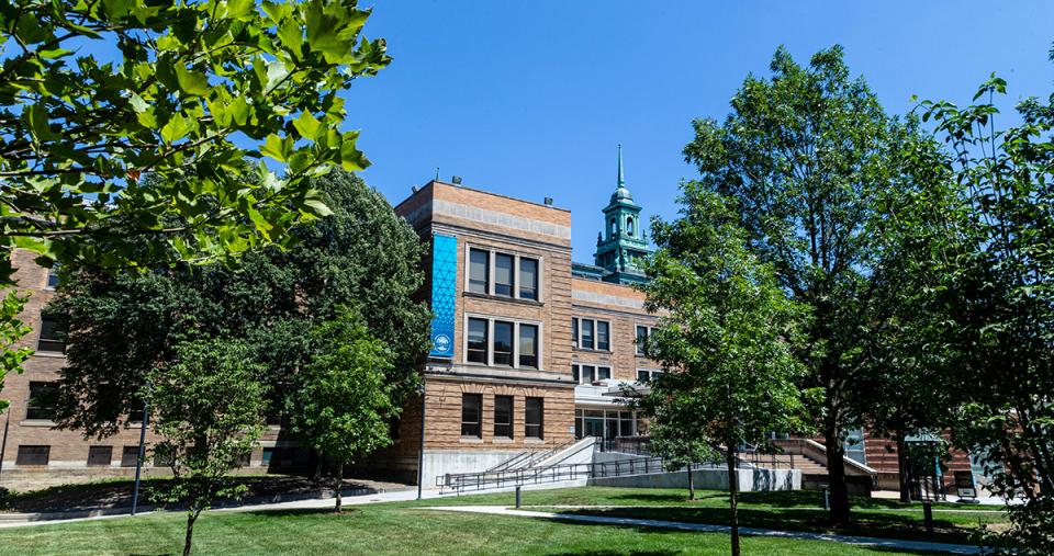 The Simmons University campus in summer.