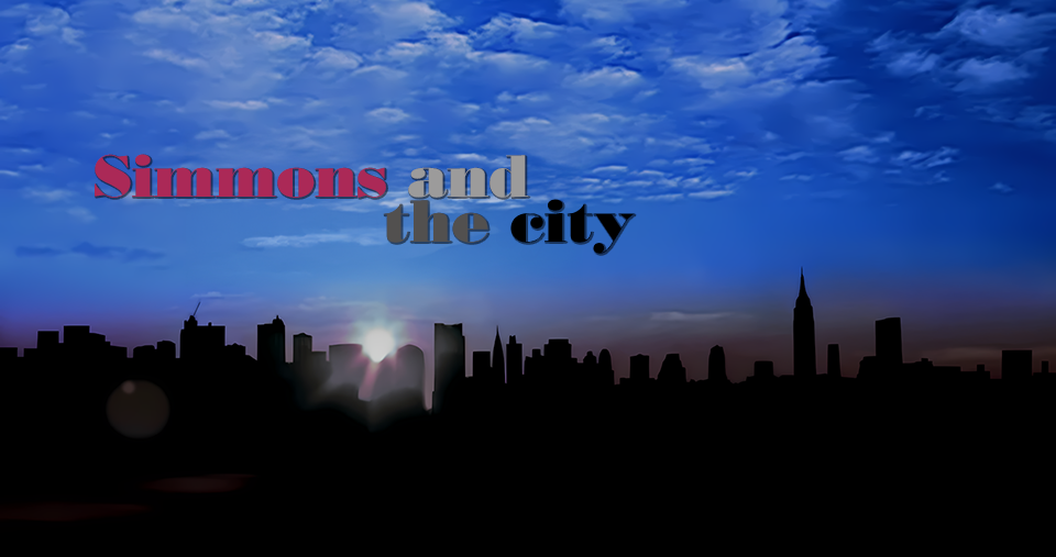 Simmons and the City text over NYC skyline.