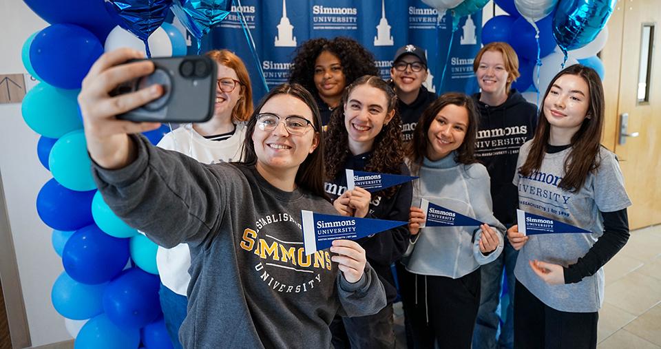 Students posing together for a seflie