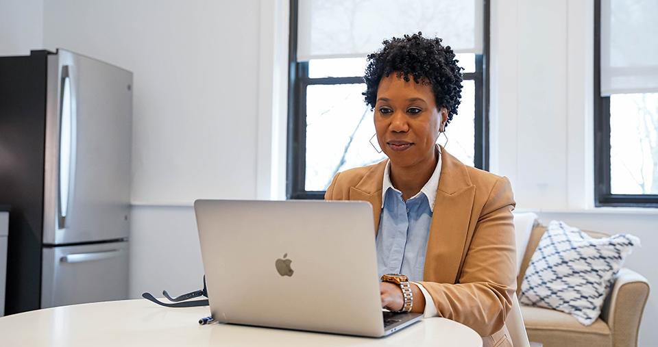 Student working on laptop
