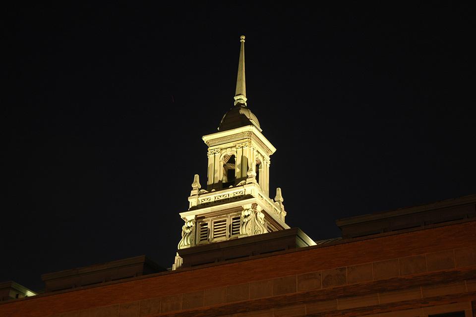 Cupola lighted at night.