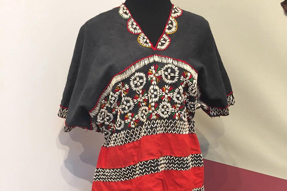 Laytu Chin tunic, or khlang im, from Myanmar is only one of several handmade pieces on display in the Trustman Art Gallery. Photo: Ellen Garnett.