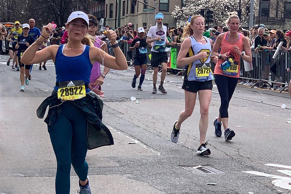 Ella Cornu running the Boston Marathon
