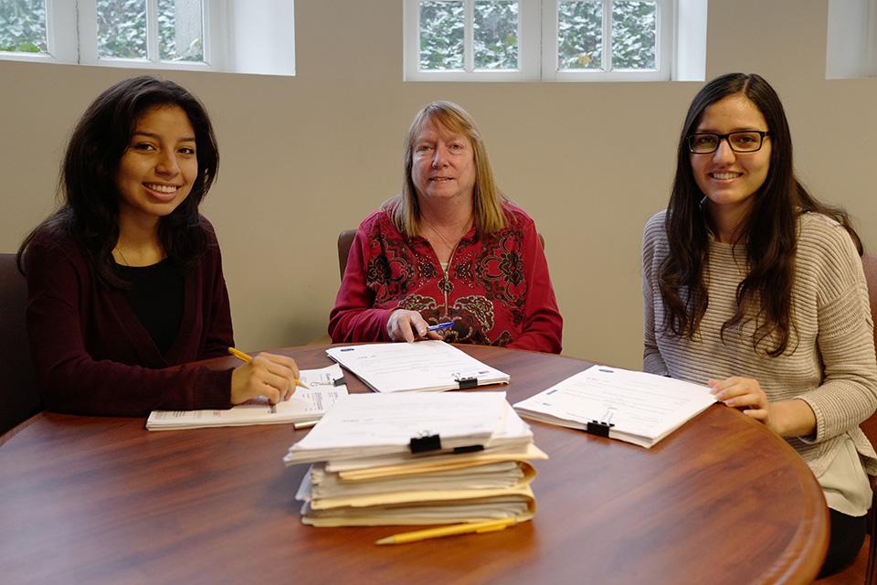 Stacy Vele '20, Mary Gregory, Maria Troya '14