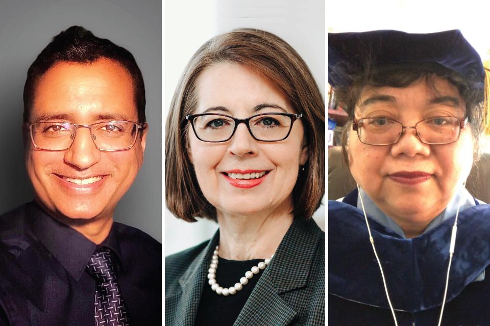 Headshots of Naresh Agarwal, Sanda Erdelez and Rong Tang