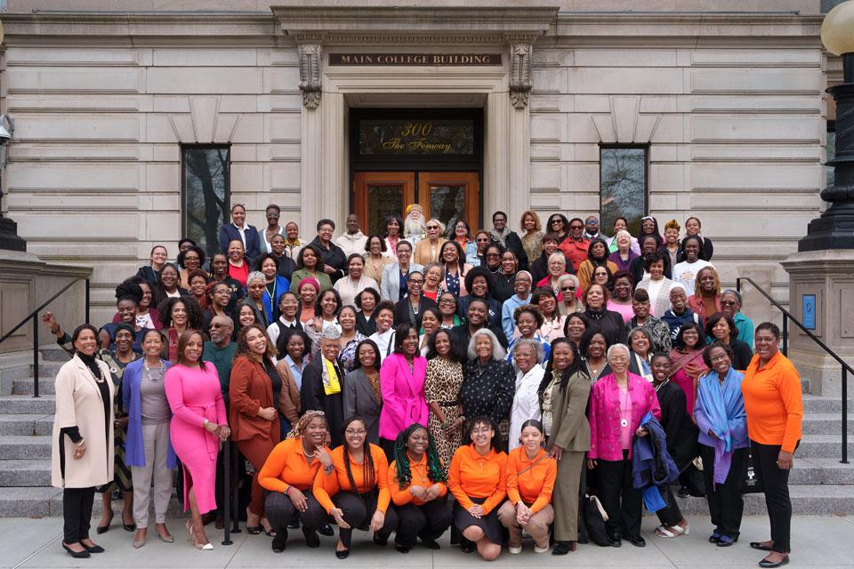Black Alumnae/i Symposium 2023 Group Photo in front of MCB stairs